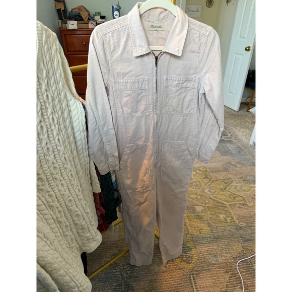 Madewell Pink Utility Boiler Suit Jumpsuit Long Sleeve Zip Front Pockets Size S - Picture 2 of 15